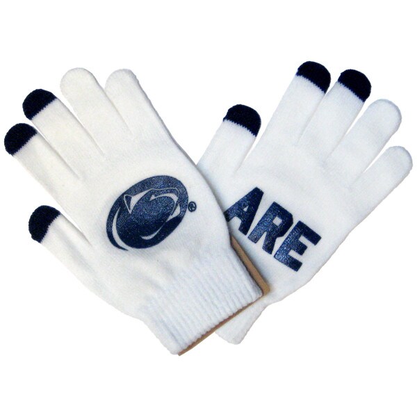 youth white knit gloves Penn State Athletic Logo Are